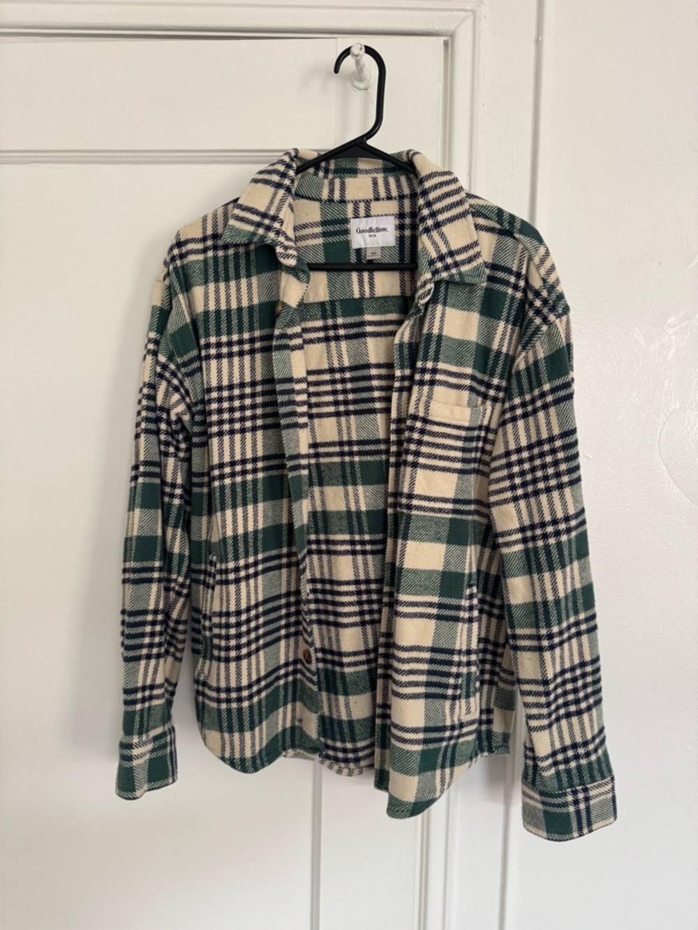 Goodfellow & Co Green, Cream, and Navy Plaid Shirt Flannel